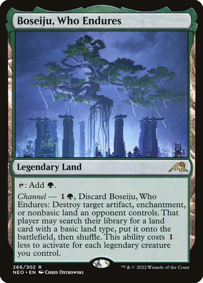 2022 Kamigawa: Neon Dynasty Boseiju, Who Endures rare #266 rare card image