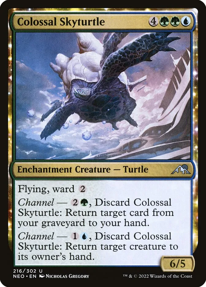 2022 Kamigawa: Neon Dynasty Colossal Skyturtle #216 uncommon card image