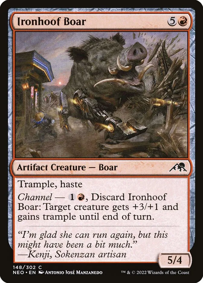 2022 Kamigawa: Neon Dynasty Ironhoof Boar #148 common card image