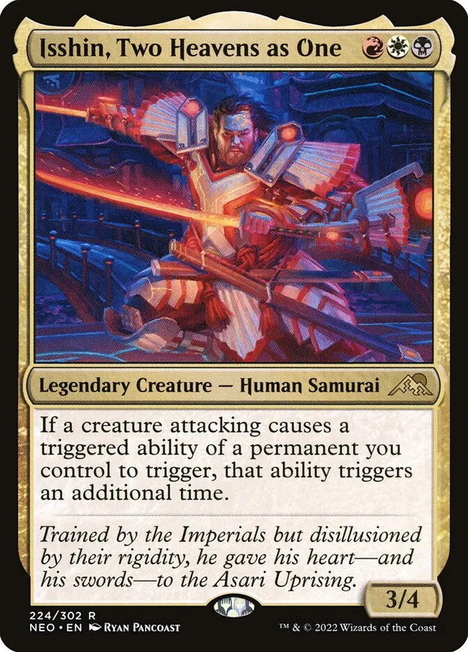 2022 Kamigawa: Neon Dynasty Isshin, Two Heavens as One rare #224 rare card image