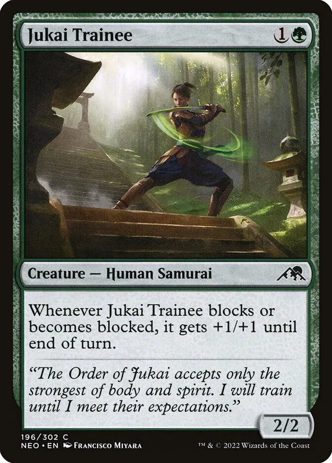 2022 Kamigawa: Neon Dynasty Jukai Trainee common #196 common card image