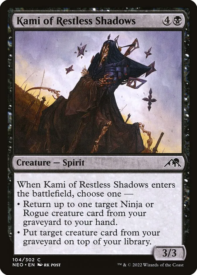 2022 Kamigawa: Neon Dynasty Kami of Restless Shadows common #104 common card image