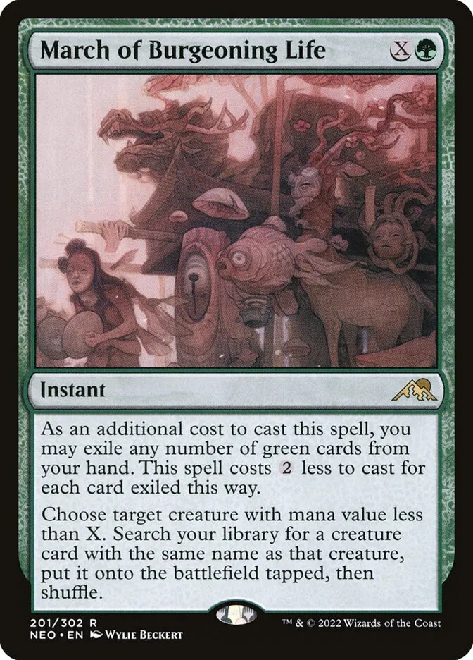 2022 Kamigawa: Neon Dynasty March of Burgeoning Life #201 rare card image