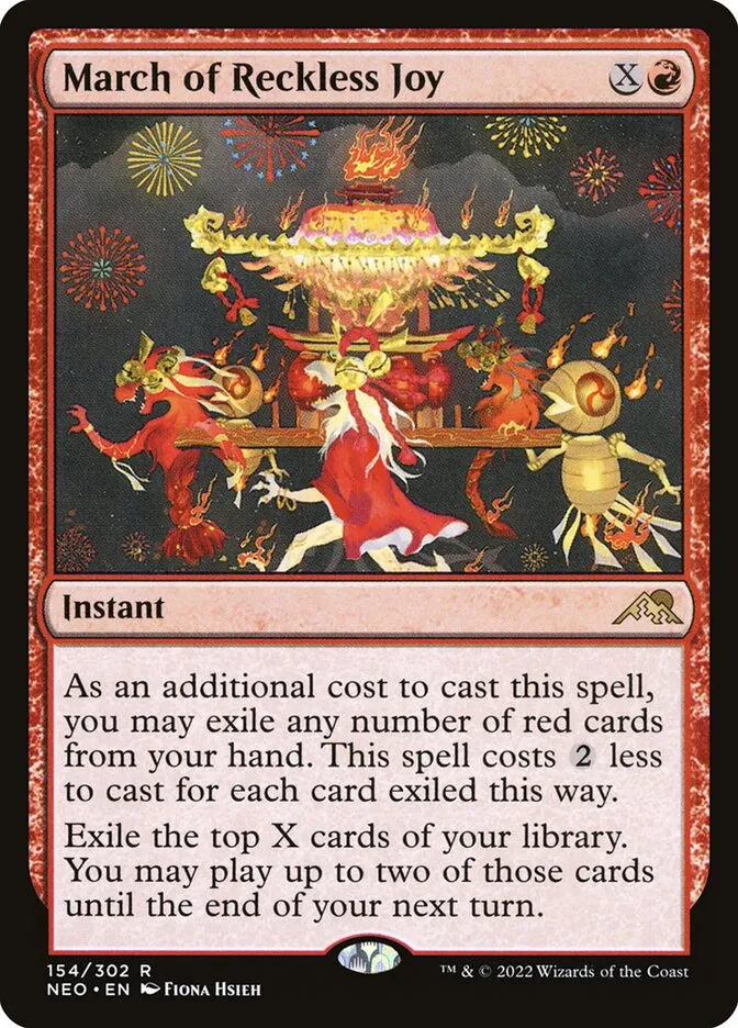 2022 Kamigawa: Neon Dynasty March of Reckless Joy #154 rare card image