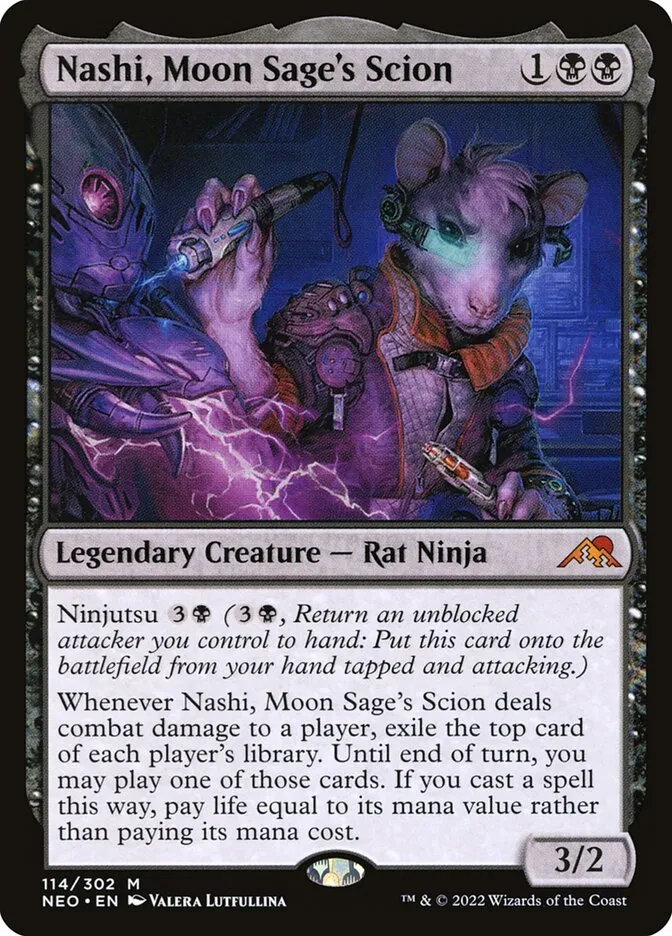 2022 Kamigawa: Neon Dynasty Nashi, Moon Sage's Scion #114 mythic card image