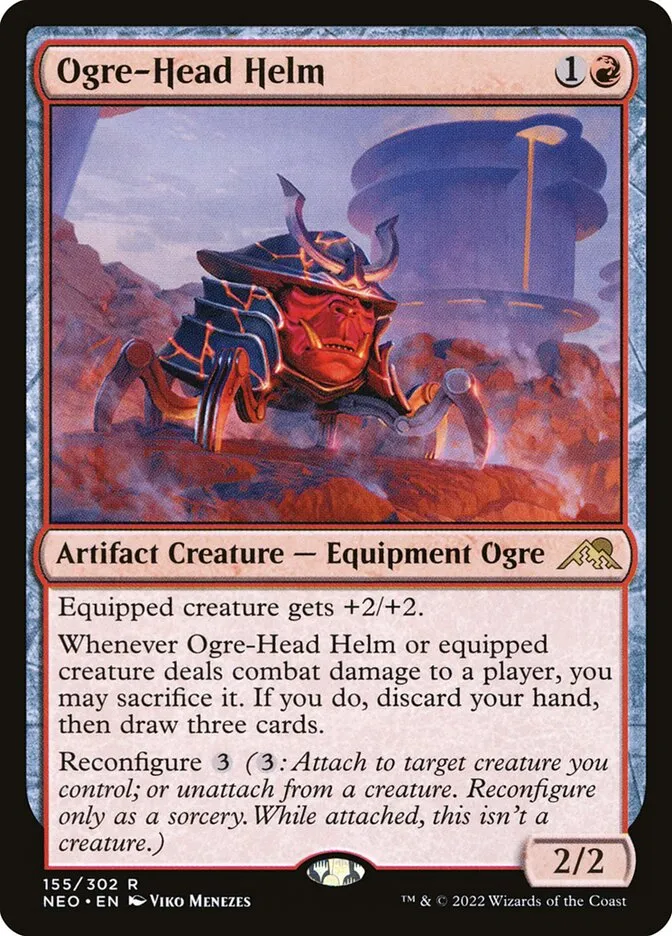2022 Kamigawa: Neon Dynasty Ogre-Head Helm #155 rare card image