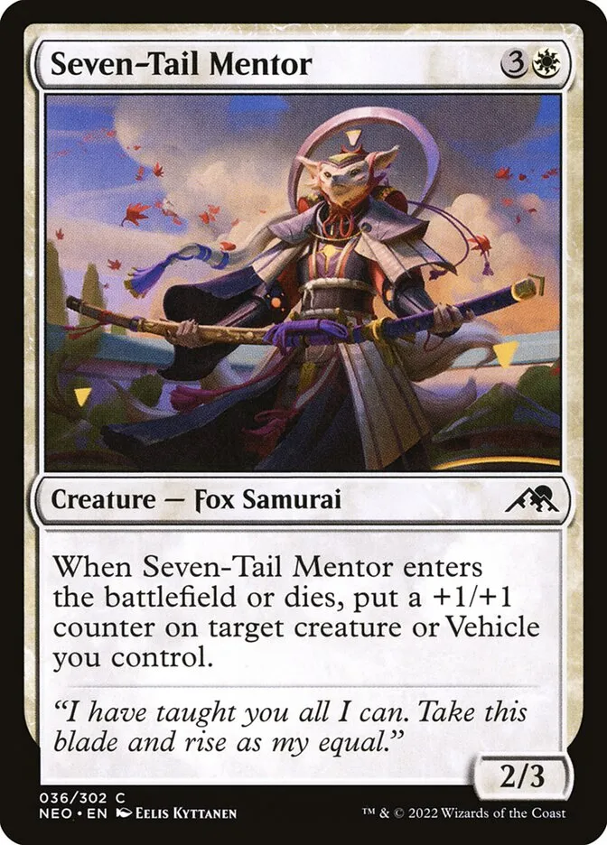 2022 Kamigawa: Neon Dynasty Seven-Tail Mentor common #36 common card image