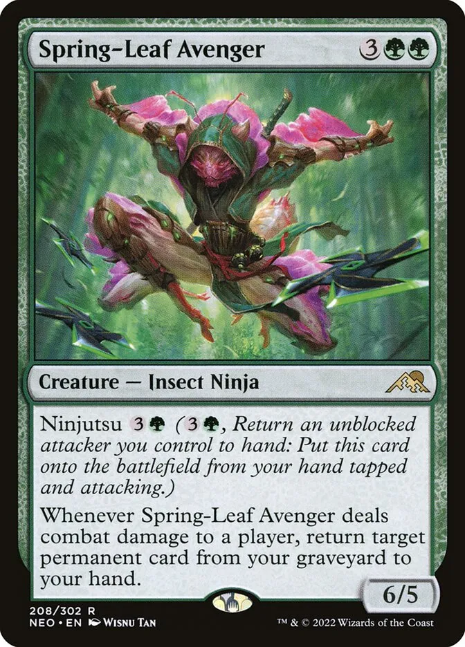 2022 Kamigawa: Neon Dynasty Spring-Leaf Avenger #208 rare card image