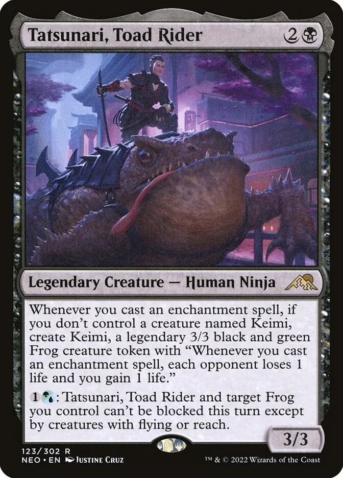 2022 Kamigawa: Neon Dynasty Tatsunari, Toad Rider #123 rare card image