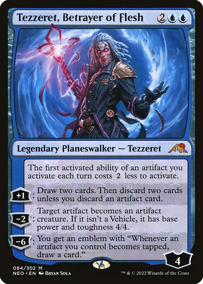 2022 Kamigawa: Neon Dynasty Tezzeret, Betrayer of Flesh #84 mythic card image