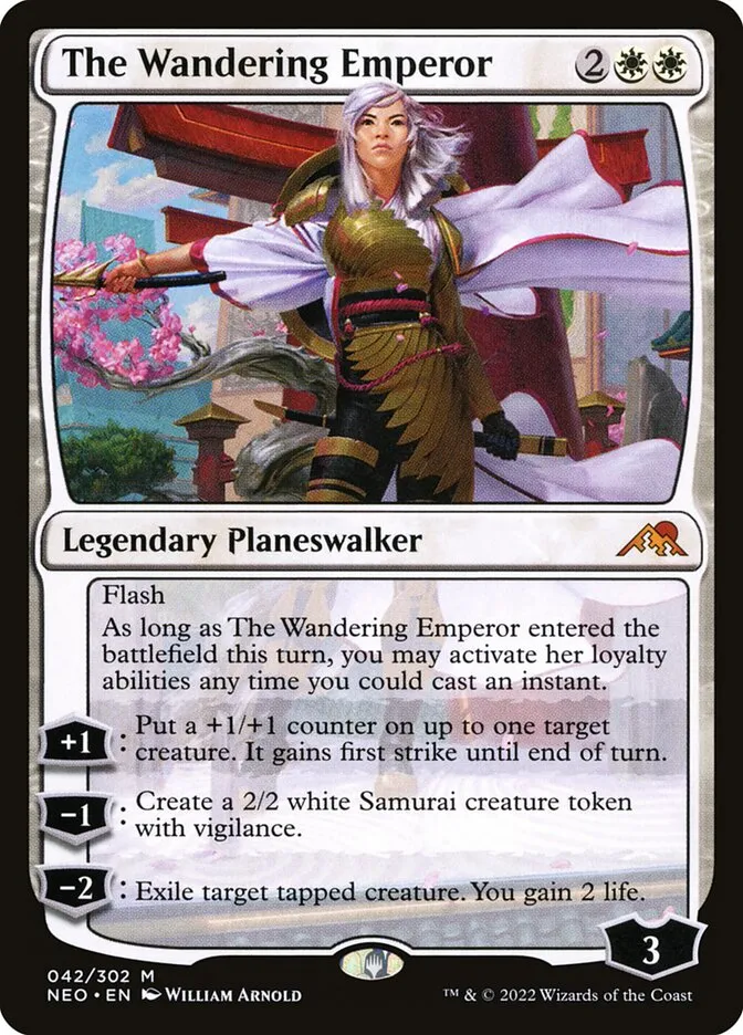 2022 Kamigawa: Neon Dynasty The Wandering Emperor mythic #42 mythic card image