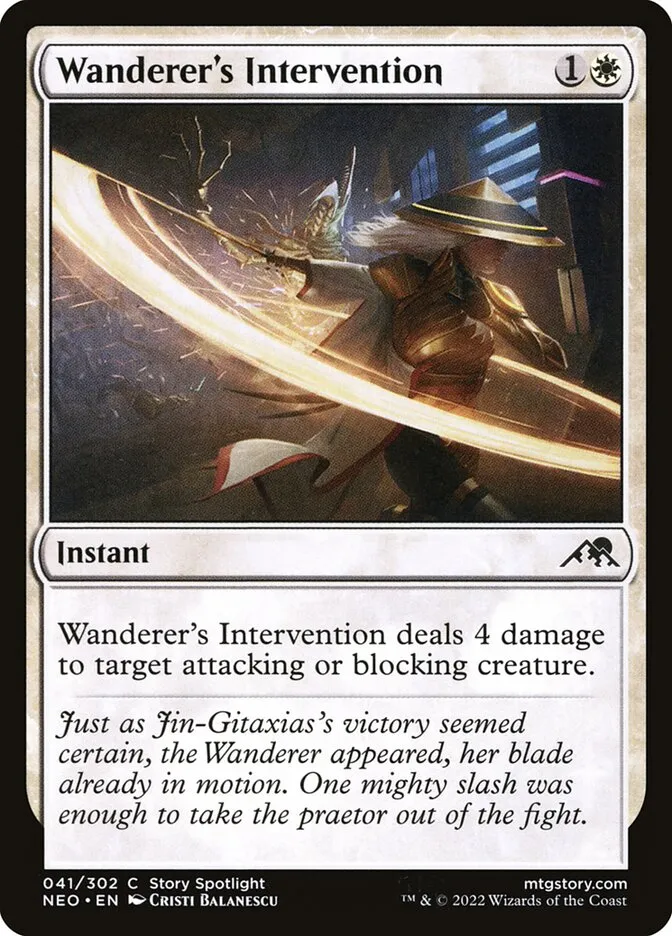 2022 Kamigawa: Neon Dynasty Wanderer's Intervention common #41 common card image