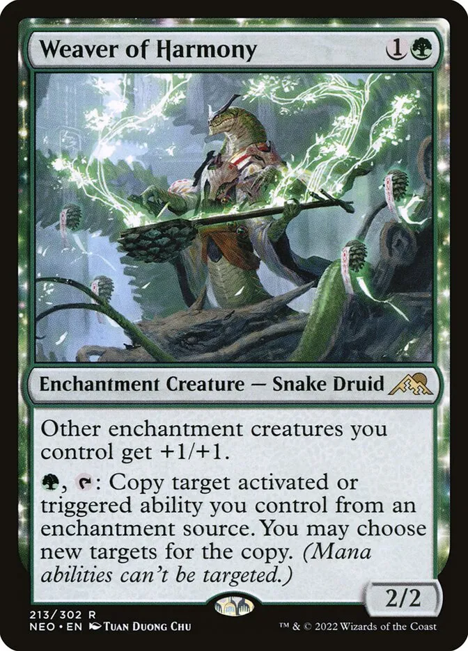 2022 Kamigawa: Neon Dynasty Weaver of Harmony #213 rare card image