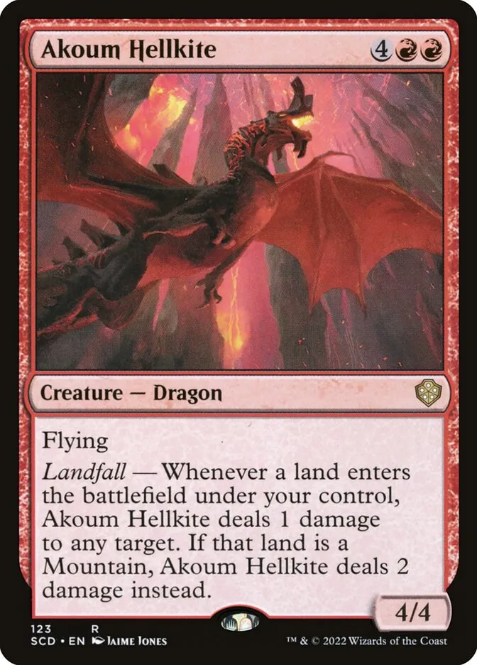 2022 Starter Commander Decks Akoum Hellkite #123 rare card image