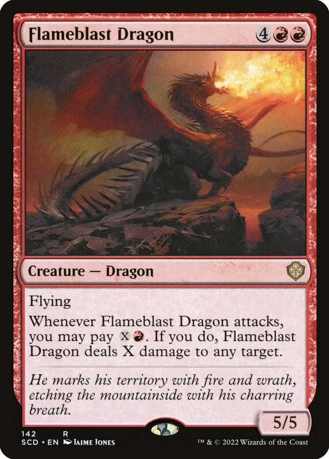 2022 Starter Commander Decks Flameblast Dragon rare #142 rare card image