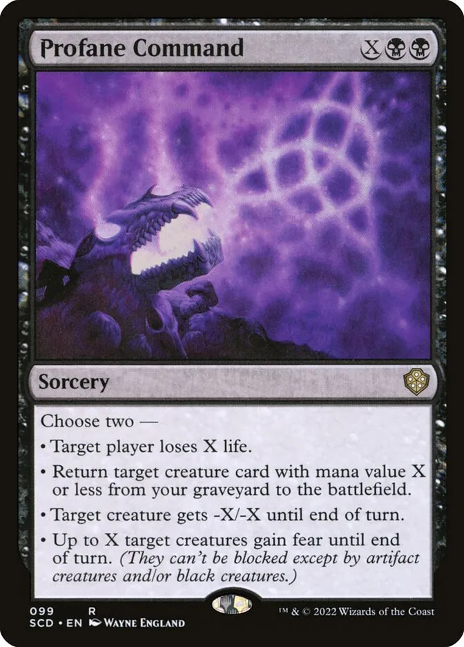2022 Starter Commander Decks Profane Command rare #99 rare card image