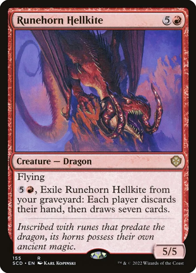 2022 Starter Commander Decks Runehorn Hellkite rare #155 rare card image