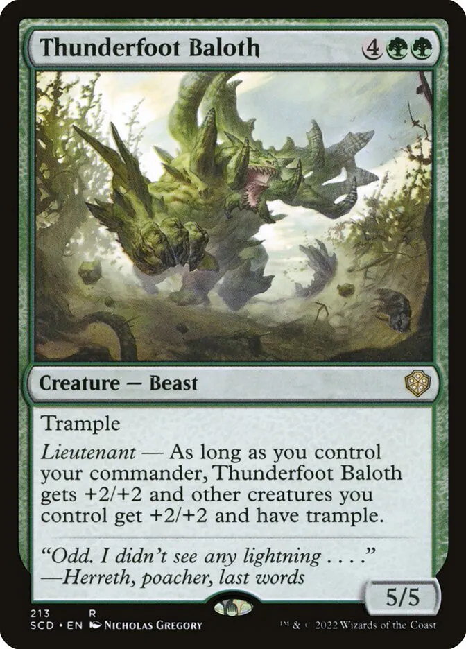2022 Starter Commander Decks Thunderfoot Baloth #213 rare card image