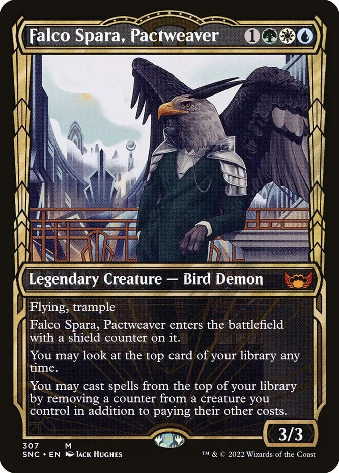 2022 Streets of New Capenna Falco Spara, Pactweaver #307 mythic card image