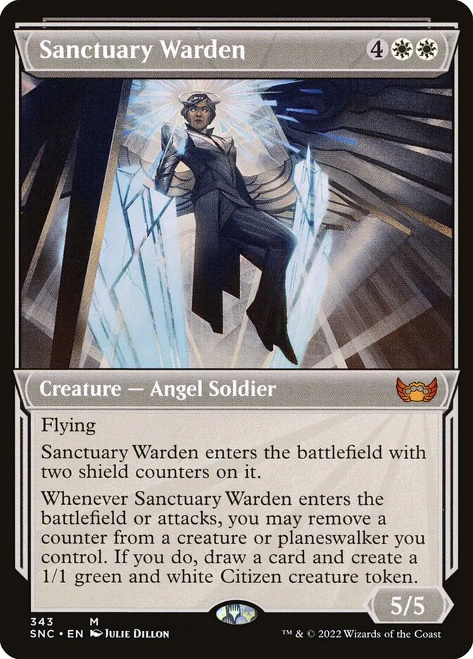2022 Streets of New Capenna Sanctuary Warden #343 mythic card image