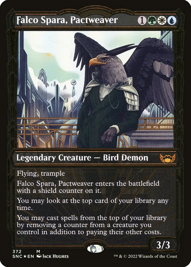 2022 Streets of New Capenna Falco Spara, Pactweaver #372 mythic card image