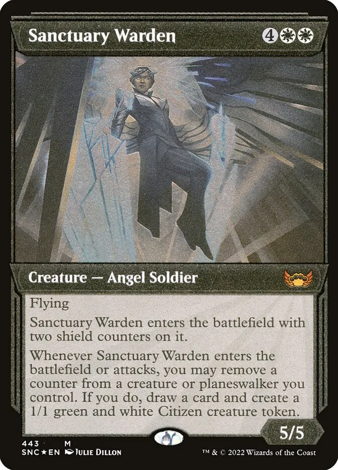 2022 Streets of New Capenna Sanctuary Warden #443 mythic card image