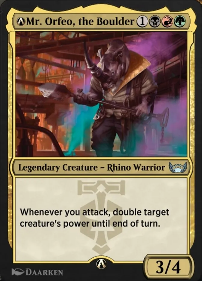 2022 Streets of New Capenna A-Mr. Orfeo, the Boulder uncommon #A-204 uncommon card image