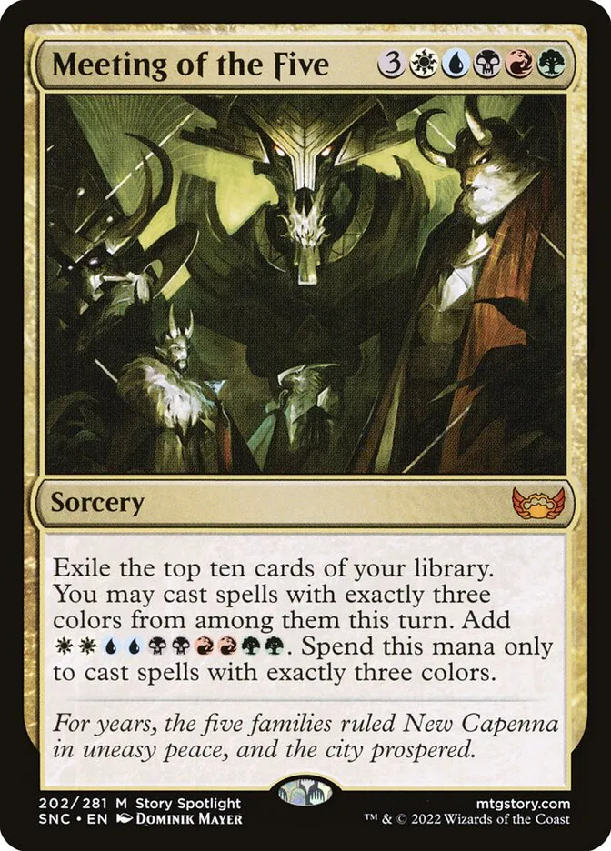 2022 Streets of New Capenna Meeting of the Five #202 mythic card image