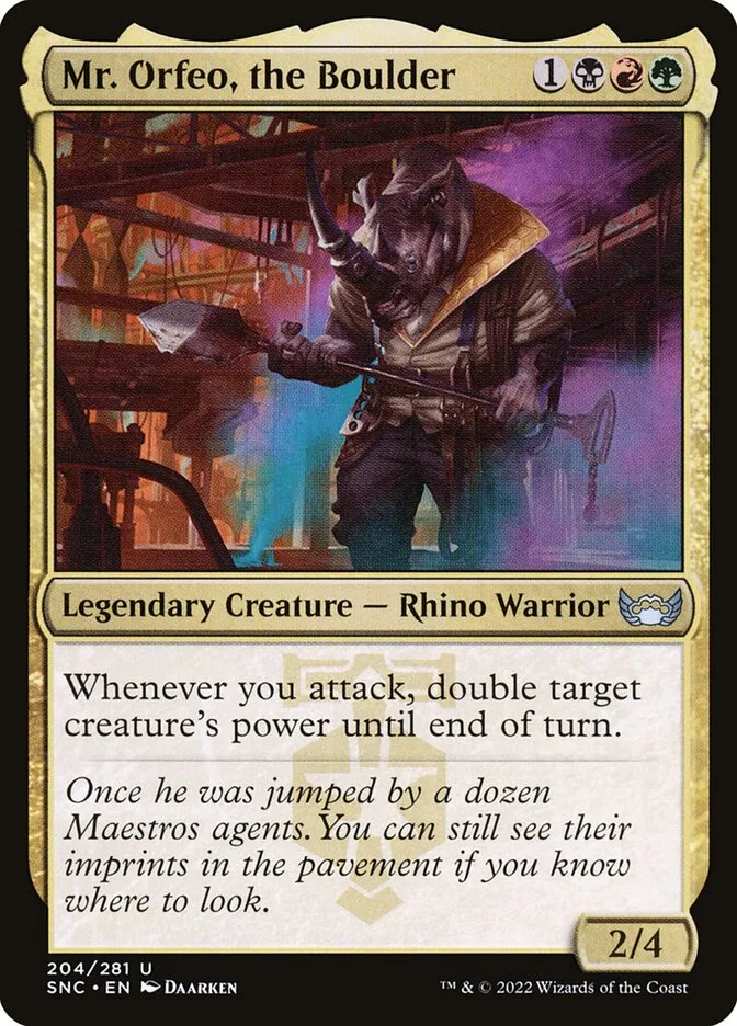 2022 Streets of New Capenna Mr. Orfeo, the Boulder #204 uncommon card image