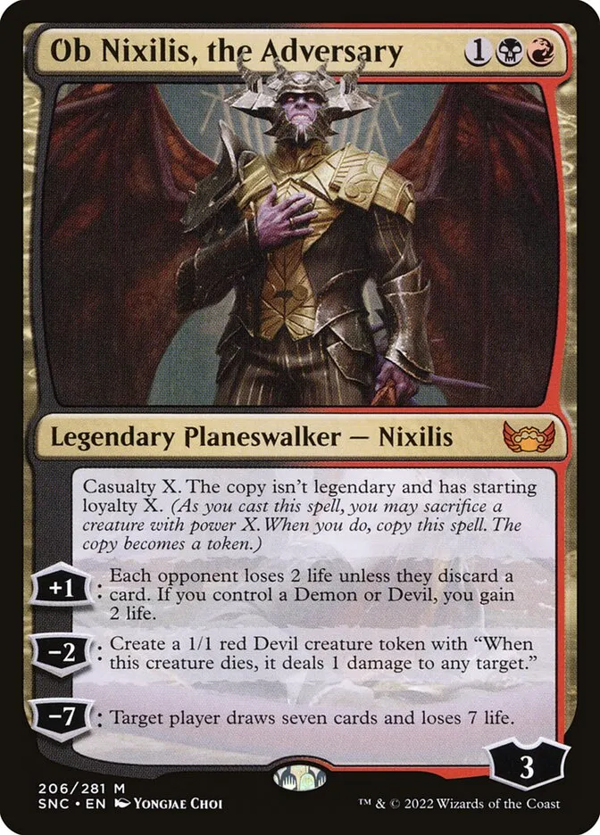 2022 Streets of New Capenna Ob Nixilis, the Adversary #206 mythic card image