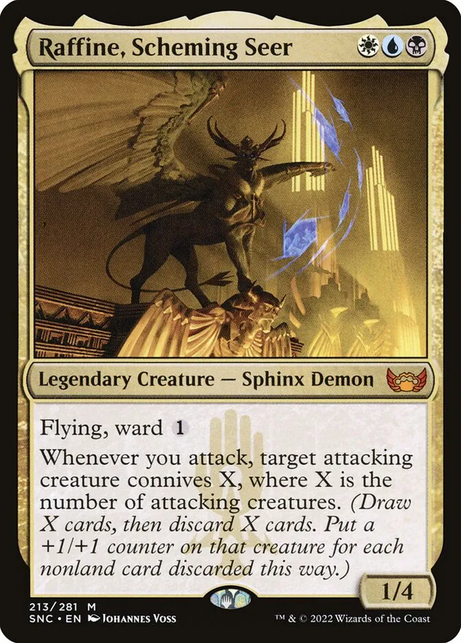 2022 Streets of New Capenna Raffine, Scheming Seer #213 mythic card image