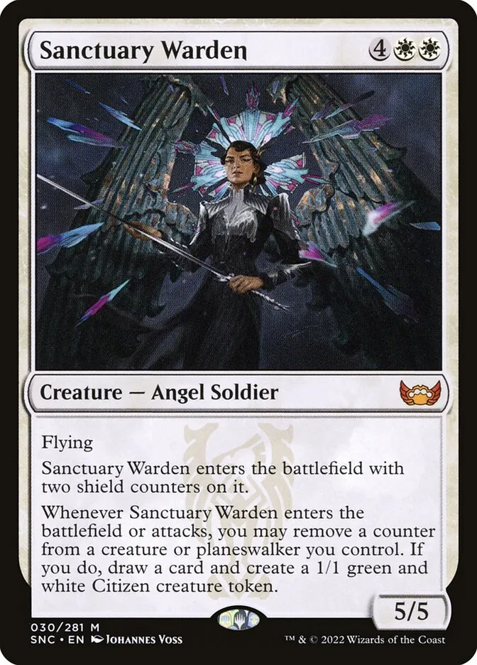 2022 Streets of New Capenna Sanctuary Warden mythic #30 mythic card image