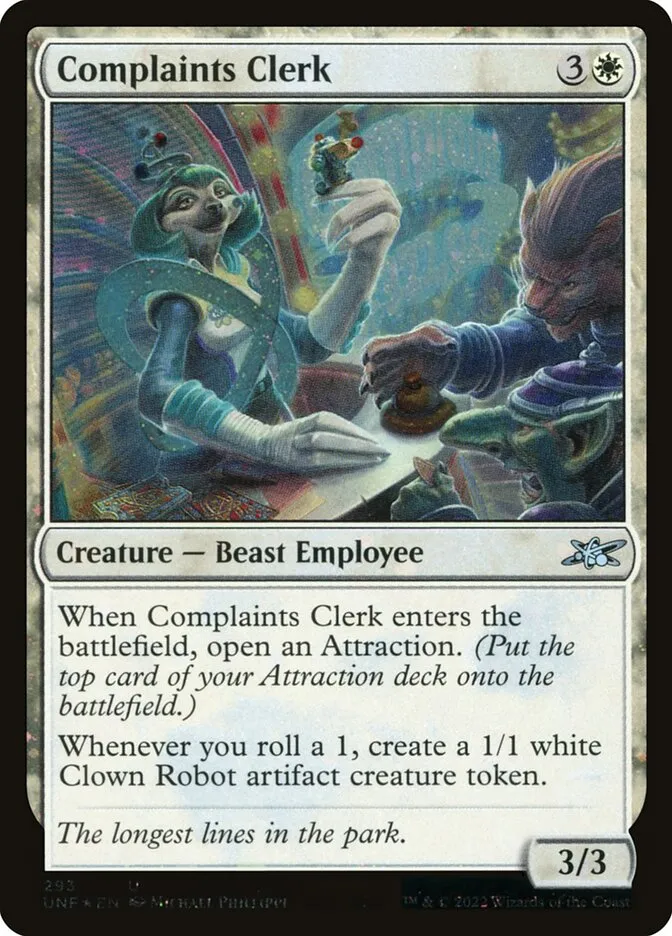2022 Unfinity Complaints Clerk uncommon #293 uncommon card image