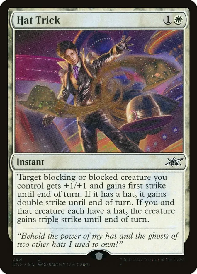 2022 Unfinity Hat Trick common #299 common card image