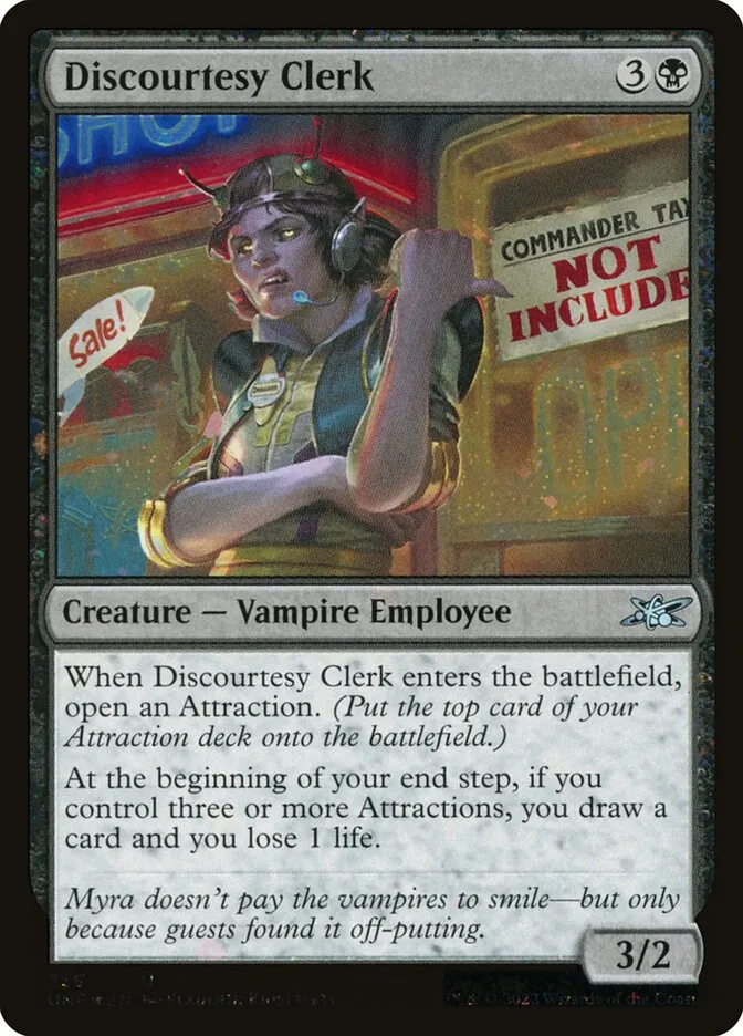 2022 Unfinity Discourtesy Clerk uncommon #356 uncommon card image
