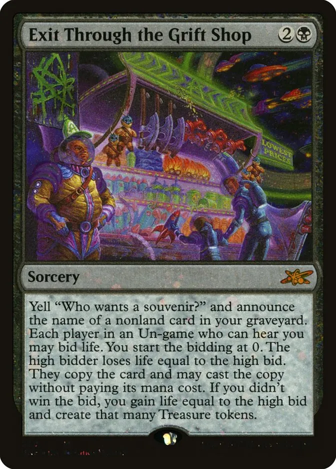 2022 Unfinity Exit Through the Grift Shop #360 mythic card image