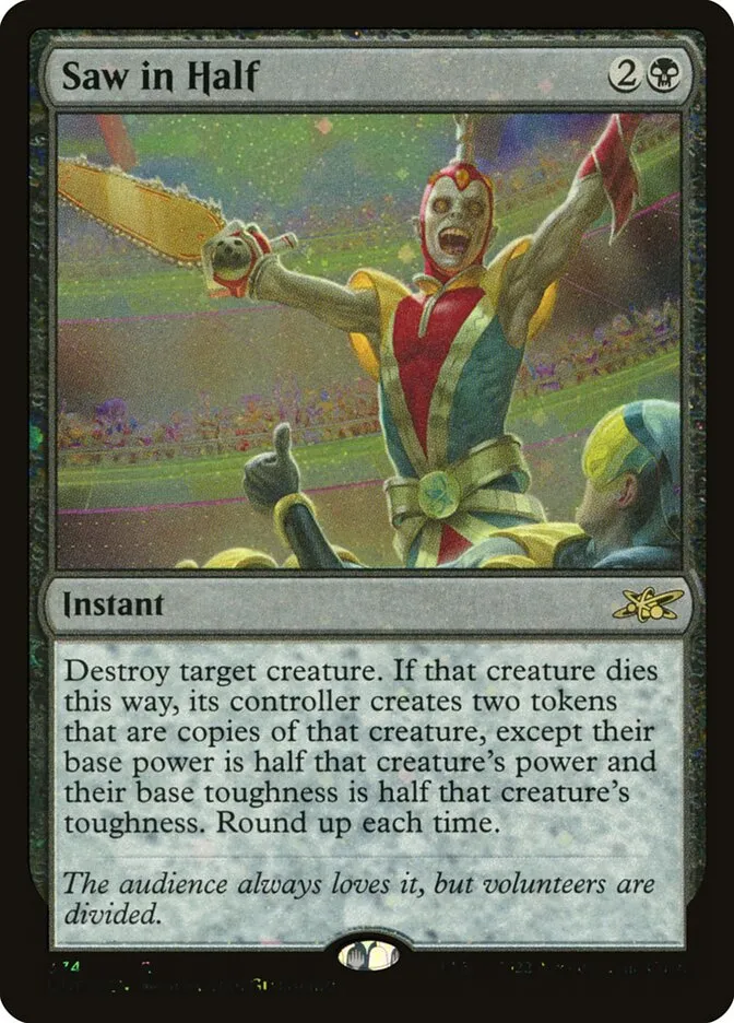 2022 Unfinity Saw in Half [Galaxy Foil] rare #374 rare card image