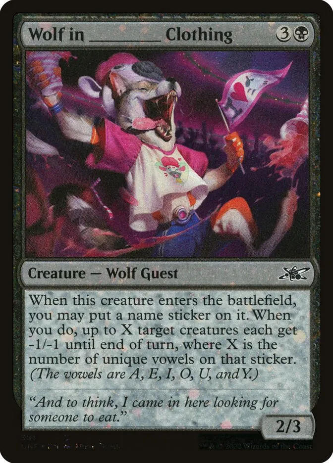 2022 Unfinity Wolf in _____ Clothing #381 common card image