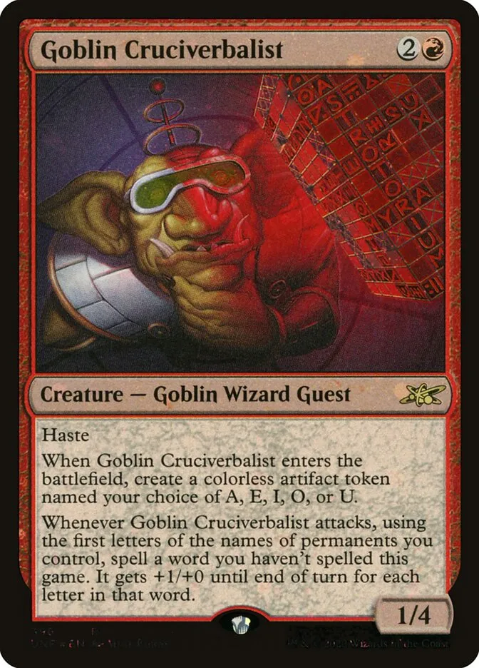 2022 Unfinity Goblin Cruciverbalist #396 rare card image