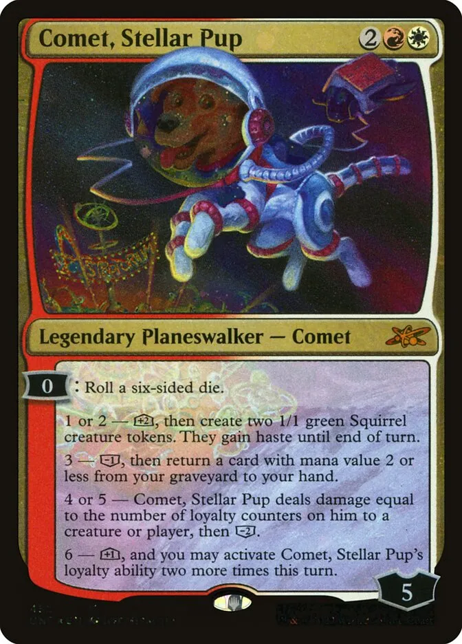 2022 Unfinity Comet, Stellar Pup mythic #452 mythic card image