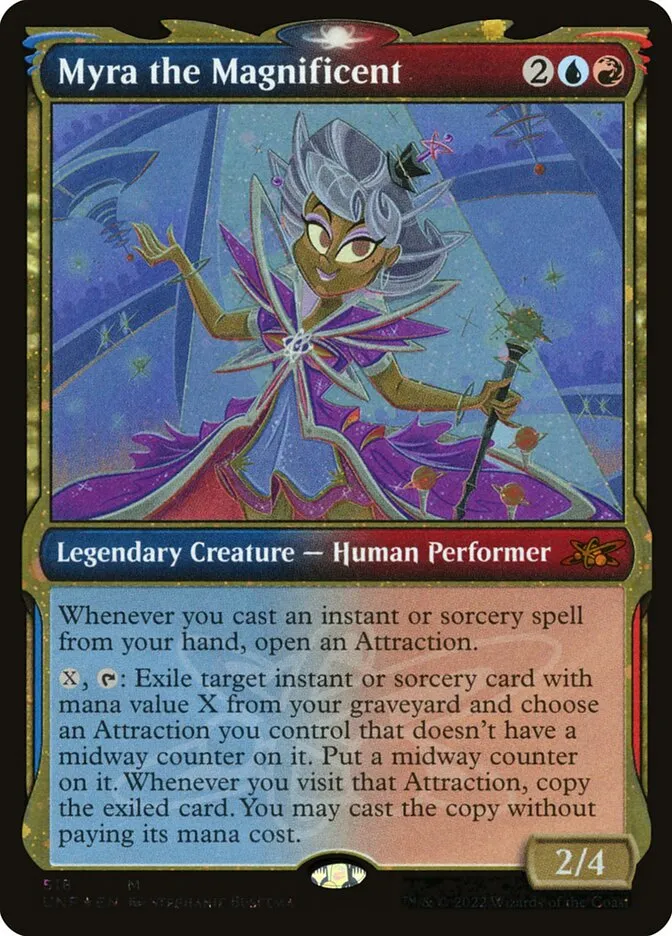 2022 Unfinity Myra the Magnificent #518 mythic card image