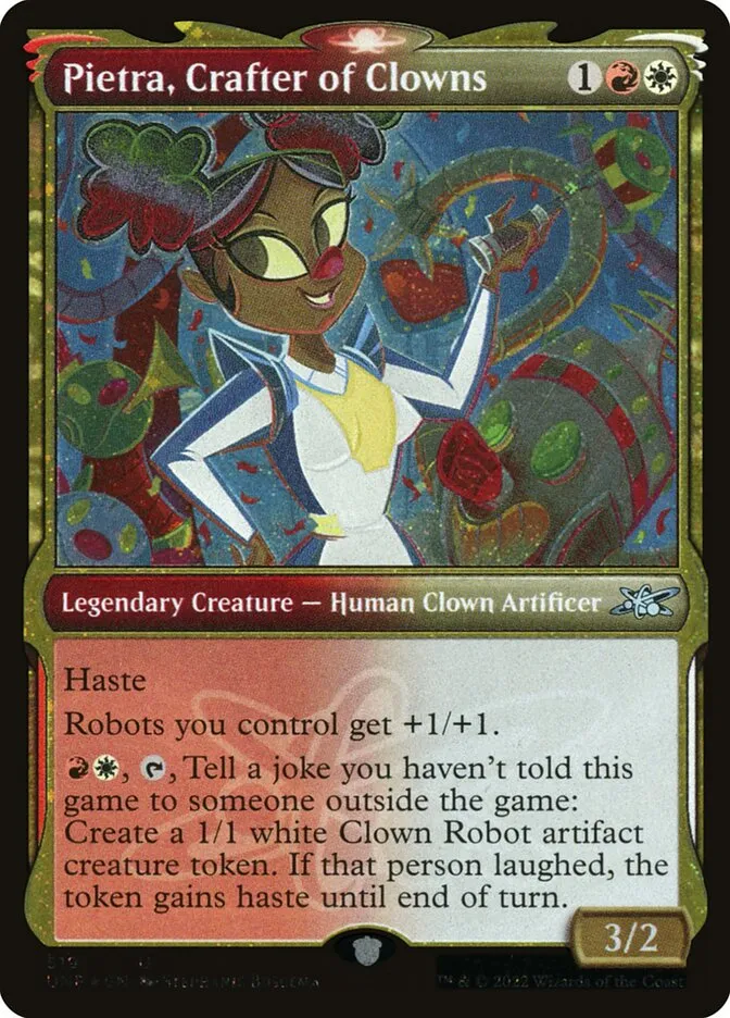 2022 Unfinity Pietra, Crafter of Clowns [Galaxy Foil] uncommon #519 uncommon card image