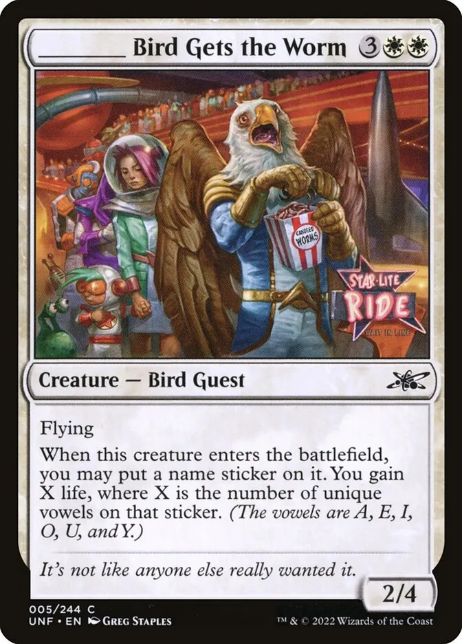2022 Unfinity _____ Bird Gets the Worm common #5 common card image