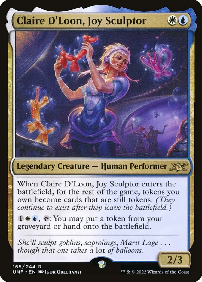 2022 Unfinity Claire D'Loon, Joy Sculptor #165 rare card image