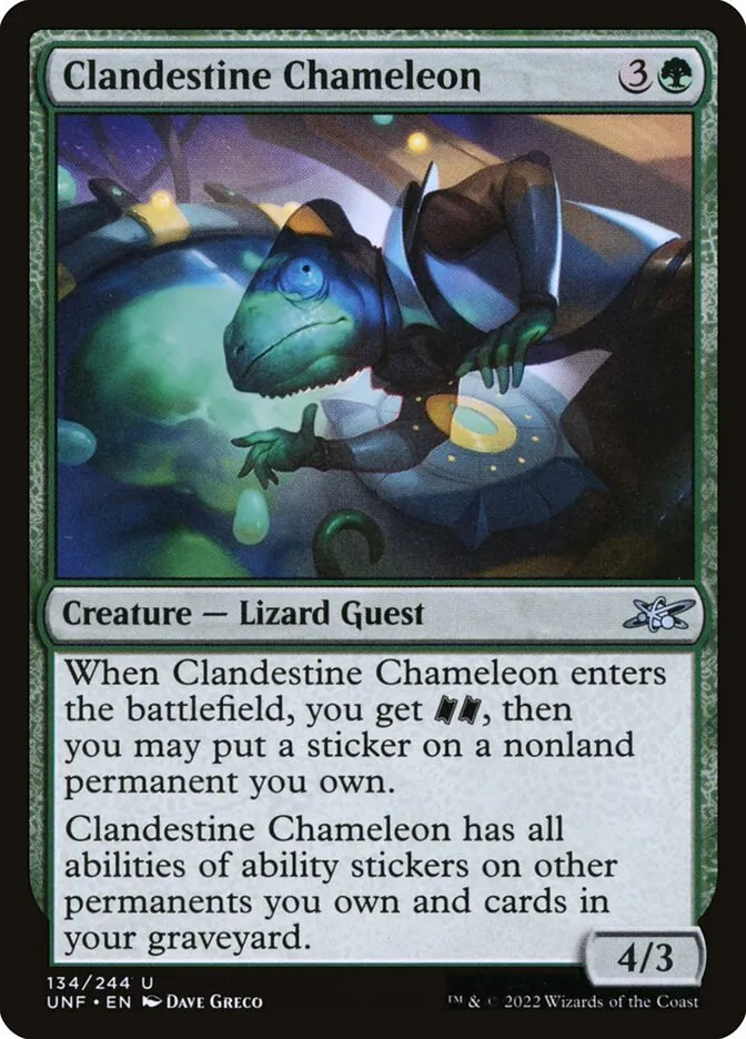 2022 Unfinity Clandestine Chameleon #134 uncommon card image