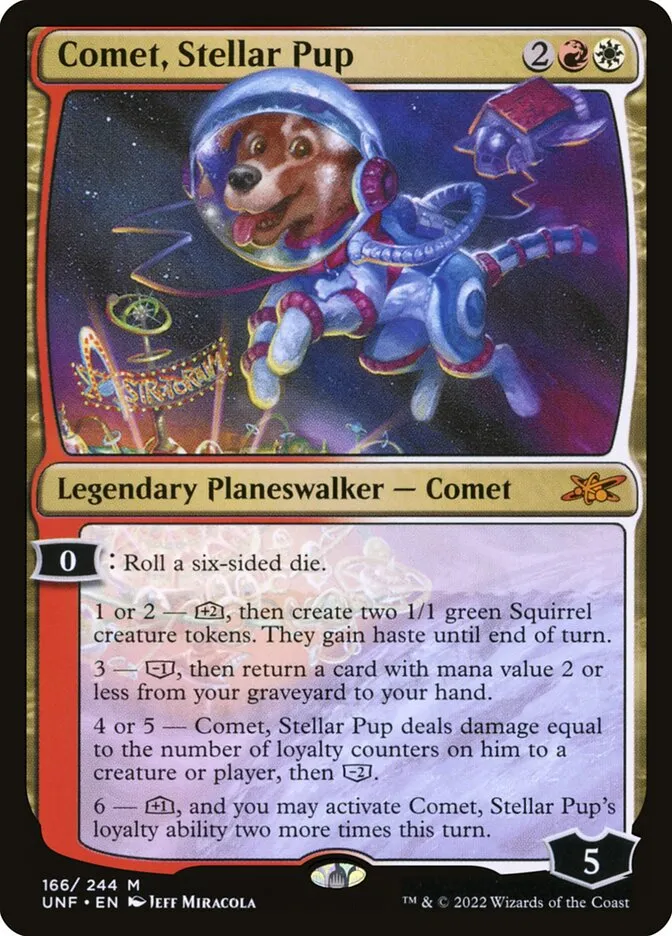 2022 Unfinity Comet, Stellar Pup mythic #166 mythic card image