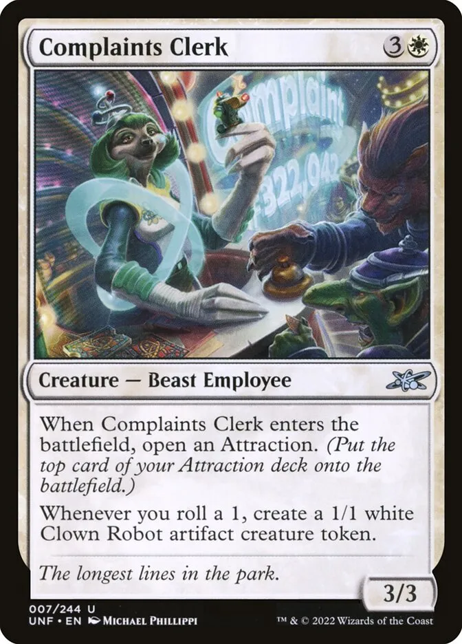 2022 Unfinity Complaints Clerk uncommon #7 uncommon card image