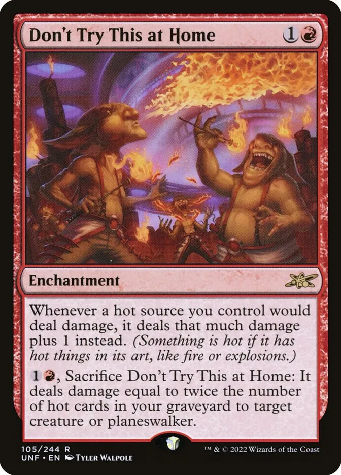 2022 Unfinity Don't Try This at Home rare #105 rare card image