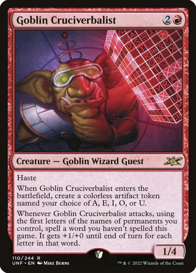 2022 Unfinity Goblin Cruciverbalist #110 rare card image