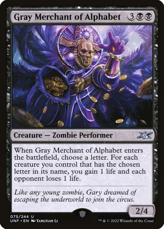 2022 Unfinity Gray Merchant of Alphabet #75 uncommon card image